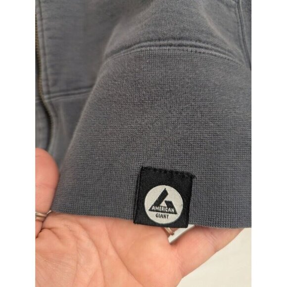 American Giant Sweater Womens Medium Blue grey Classic Zip Hooded Drawstring H4 - Picture 2 of 10